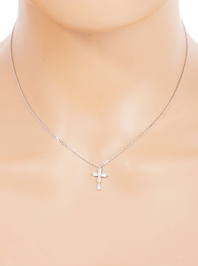 18k Gold Dipped Crystal Cross Pendant & Chain Necklace