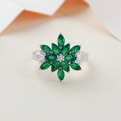 Emerald Flower Ring