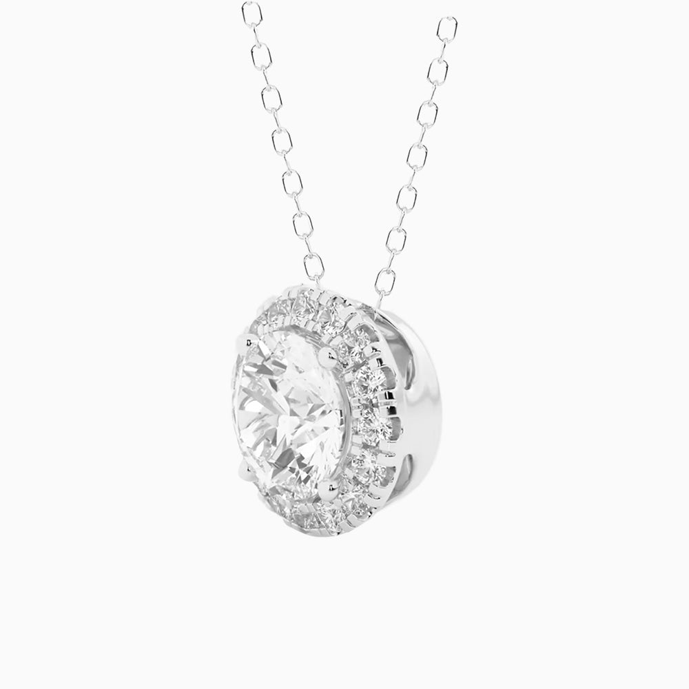 Moissanite Halo Necklace