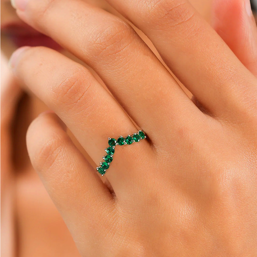 Emerald Wishbone Ring