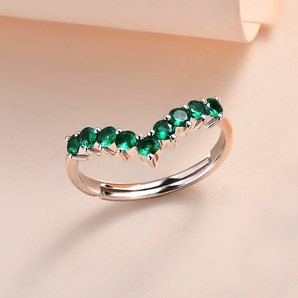 Emerald Wishbone Ring