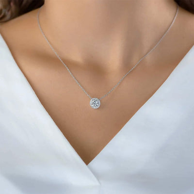 Moissanite Halo Necklace