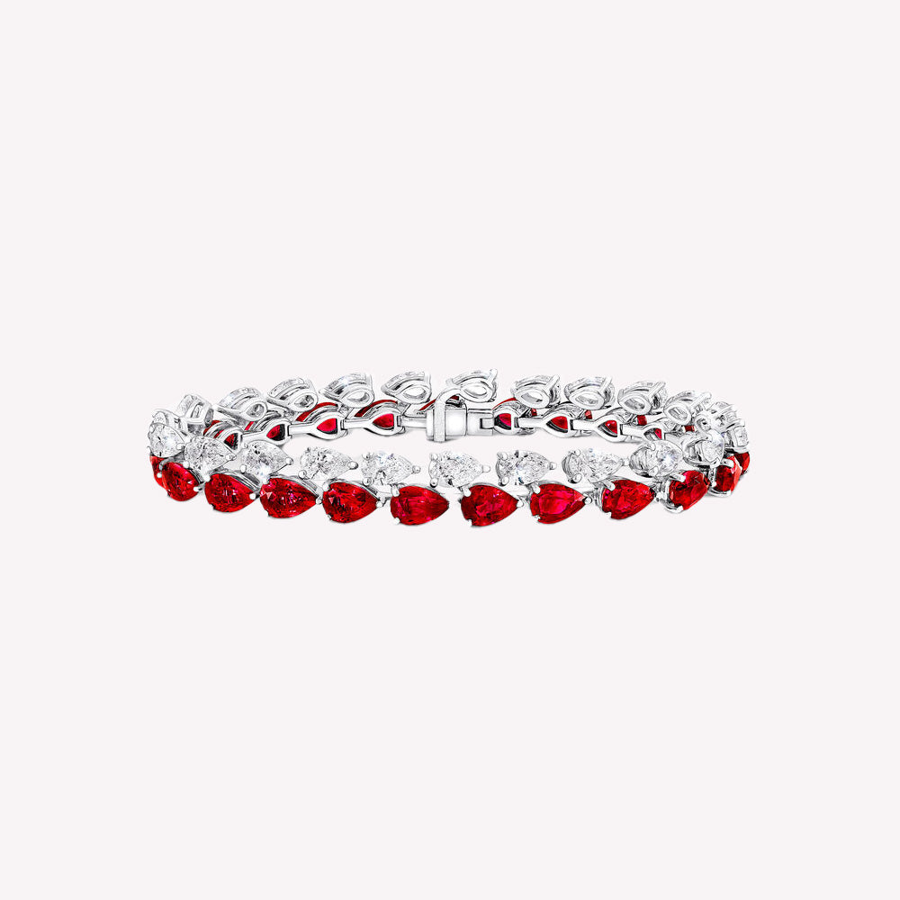 Classic Pear Shaped Ruby Bracelet