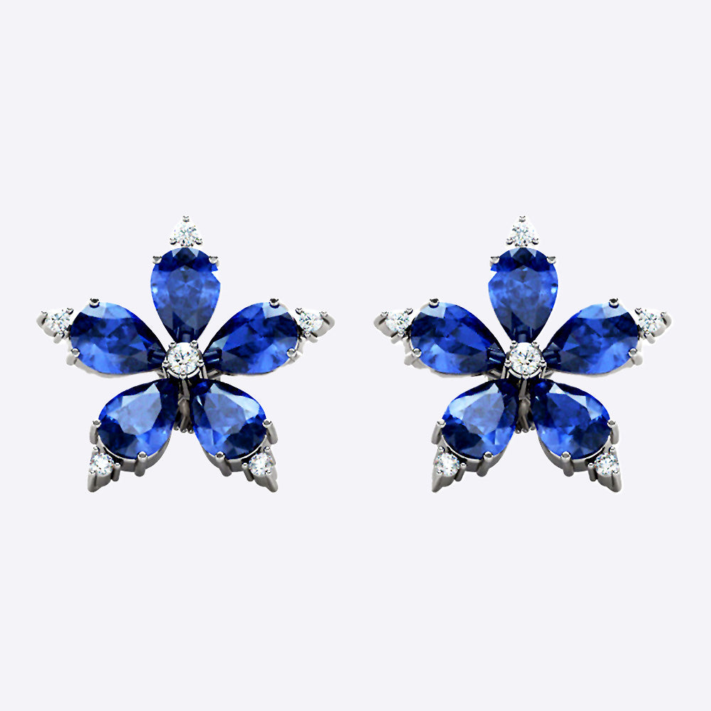 Sapphire Flower Earrings