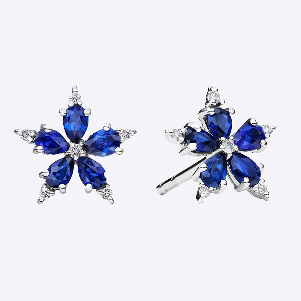 Sapphire Flower Earrings